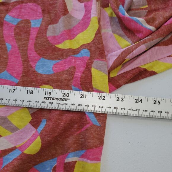 Free People Movement Shirt Large Multicolor Abstract Swirl V Neck Long Sleeve - Picture 6 of 9